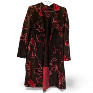 Meagan Park Brown with pink and red design and beading splash coat new with tags